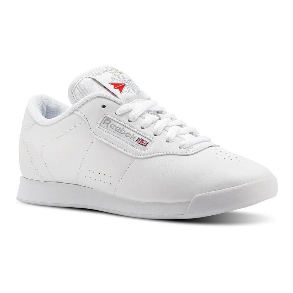 Reebok 6.5 Princess White Faux Leather Classic Lace Up Low Top Active Sneakers